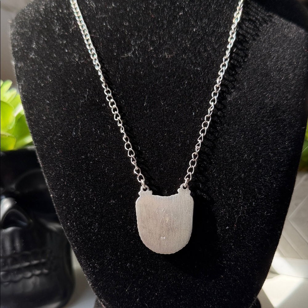 White Buffalo Horse Shoe Sterling Silver Necklace - Picture 4 of 4